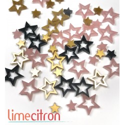 Acrylique - Petites étoiles (noires, roses, dorées)